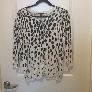 Cyrus White & Black Animal Print Rhinestone Cardigan Size XL New W/O Tag